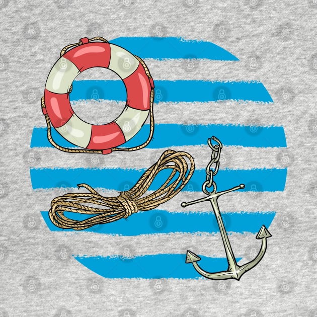 Navy pattern - Anchor, life buoys by GreekTavern